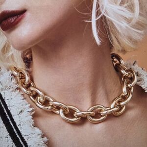 Retro Yellow Gold ToneThick Chain Punk Trend Fashion Gold Chain Necklace